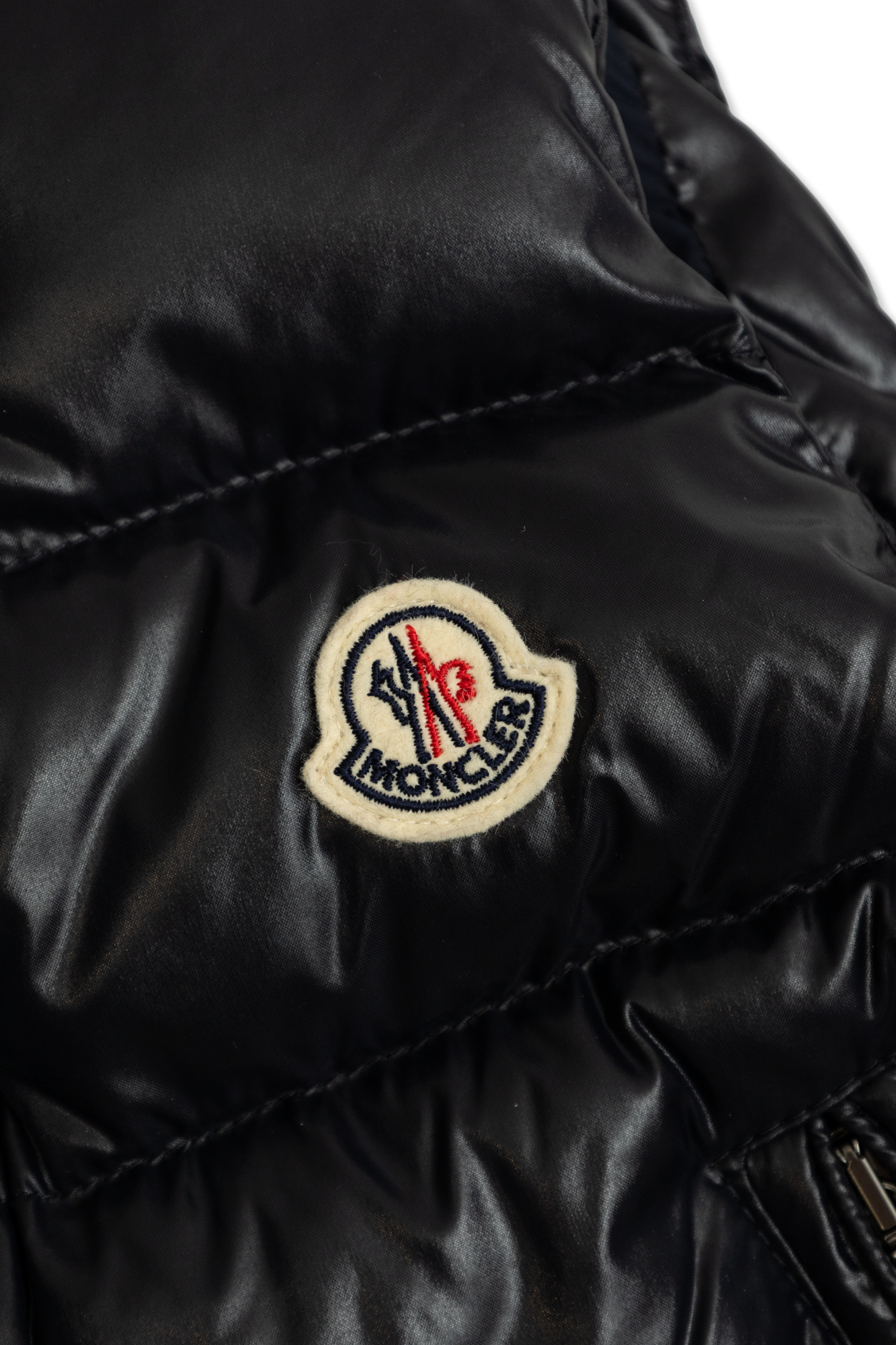 Navy blue Puffer vest with logo patch Moncler Enfant - Vitkac AS
